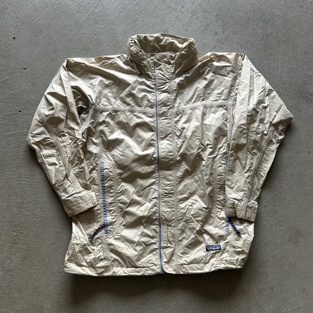 Vintage 90s Patagonia Jacket Women's Large White Full Zip Nylon Hooded